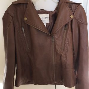 American Rag hooded faux leather jacket